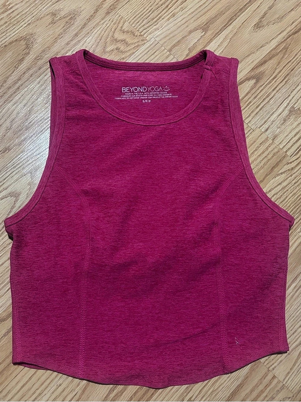 Beyond Yoga Spacedye Slim Racerback Cropped Tank Pink Small
